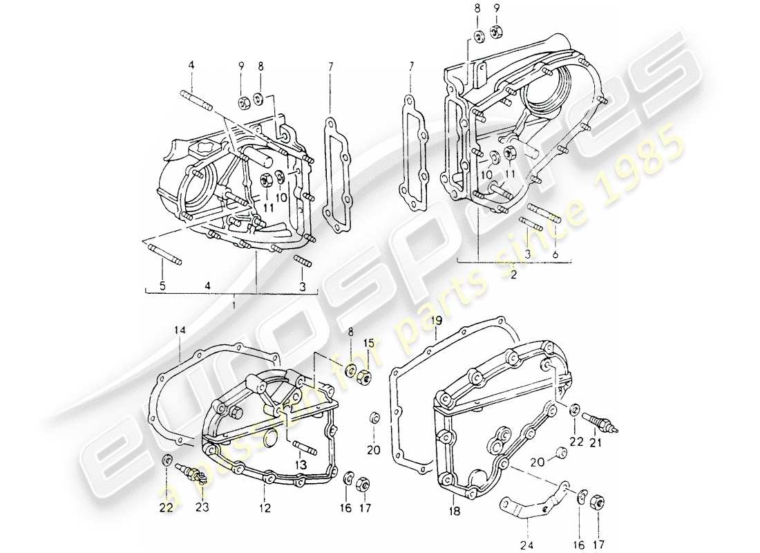 porsche 1990 (964) caja de cadena diagrama de piezas