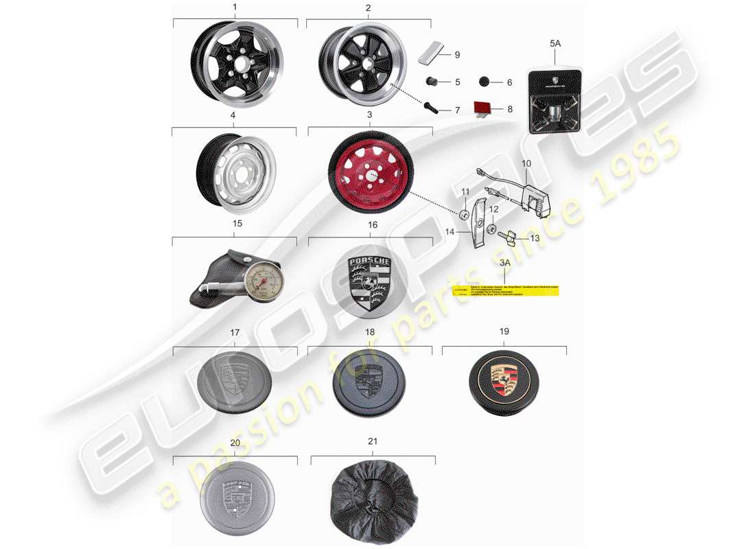 porsche 1979 (911) ruedas diagrama de piezas