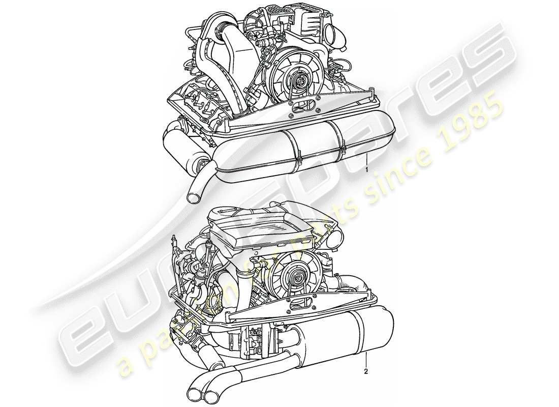 porsche 1984 (911) motor de repuesto - listo para instalación diagrama de piezas