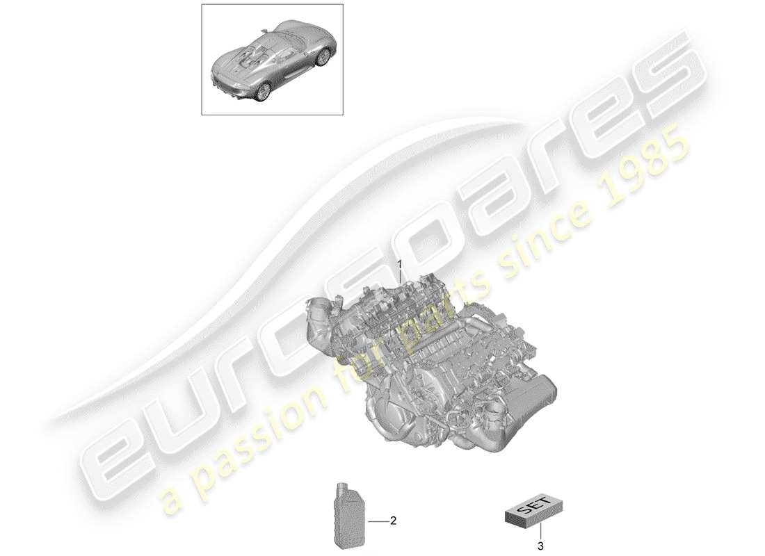 porsche 2015 (918 spyder) motor de repuesto diagrama de piezas