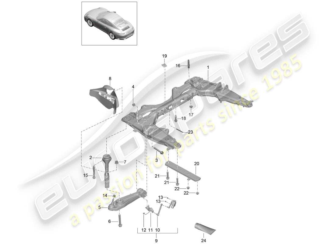 porsche 2017 (991-2) travesaño diagrama de piezas