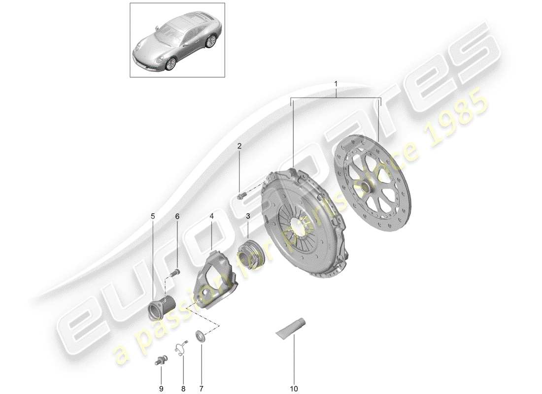 porsche 2017 (991-2) diagrama de piezas del embrague