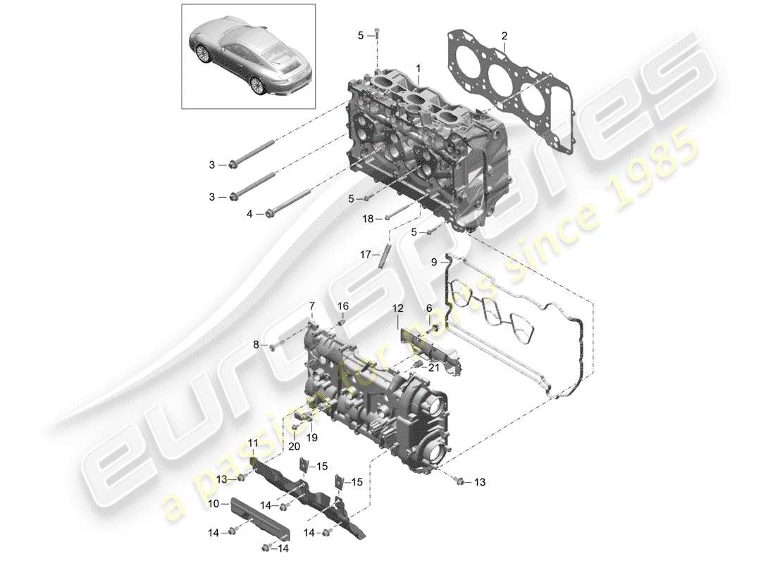 porsche 2017 (991-2) cabeza de cilindro diagrama de piezas