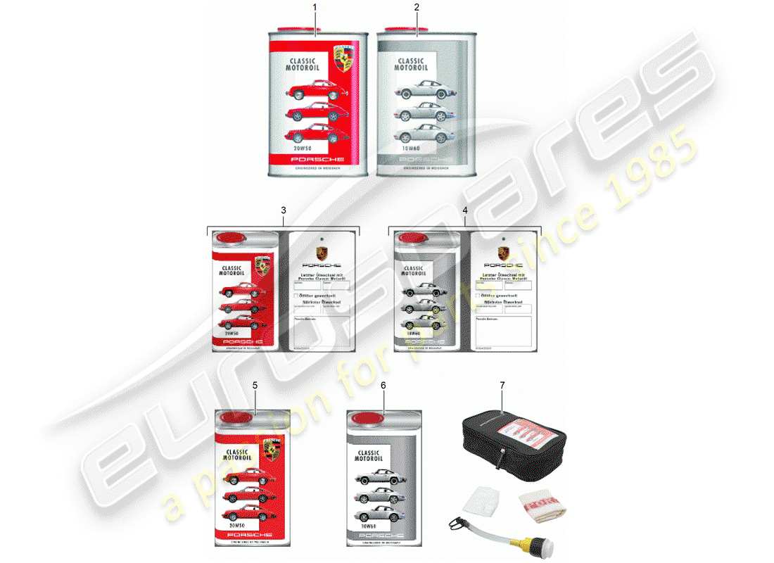 porsche 2005 (accessories) aceite de motor - porsche classic - 1950-1998 diagrama de piezas