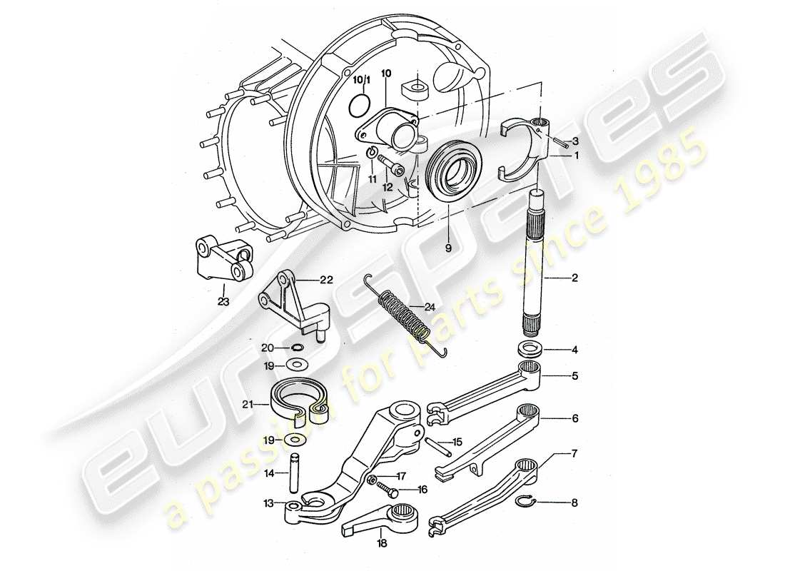 porsche 1977 (911 turbo) liberación del embrague diagrama de piezas