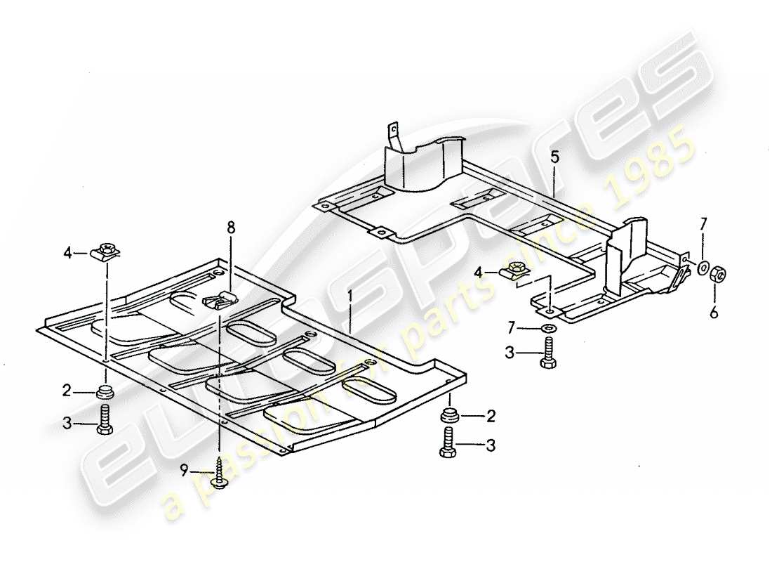 porsche 1993 (968) protección inferior diagrama de piezas