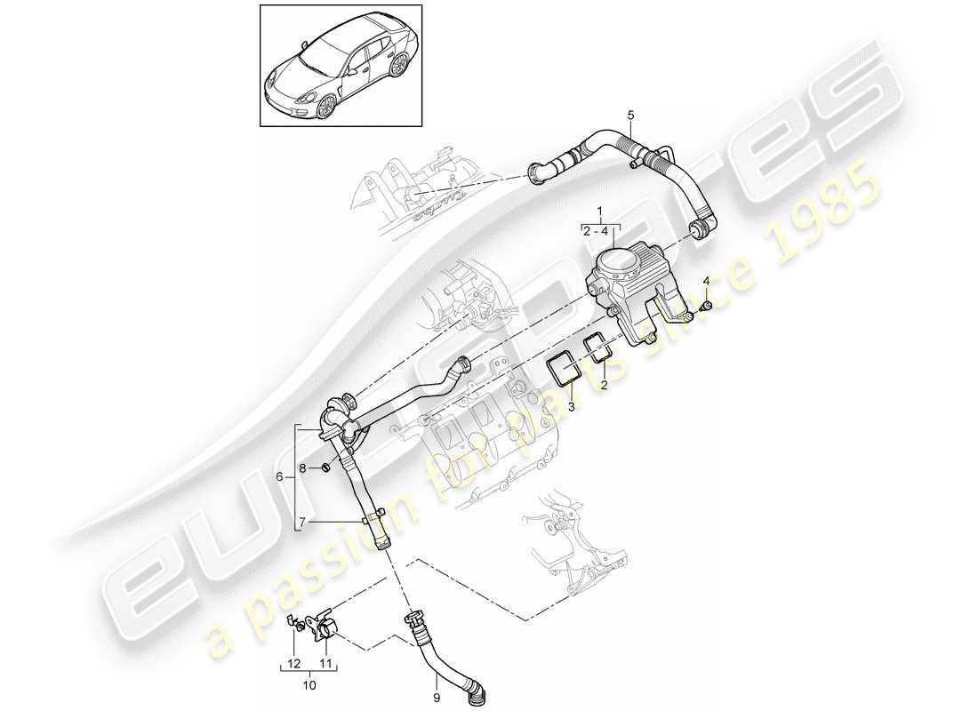 porsche 2015 (panamera 970) crankcase diagrama de piezas