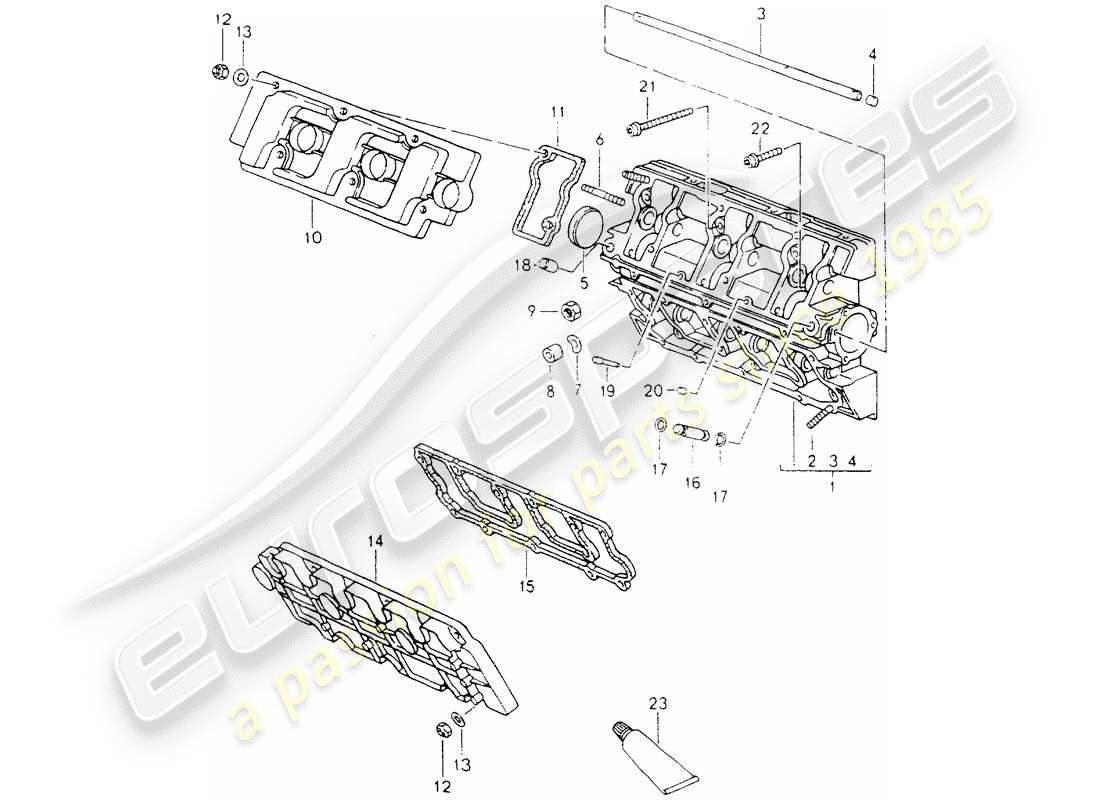 porsche 1990 (964) carcasa del árbol de levas diagrama de piezas