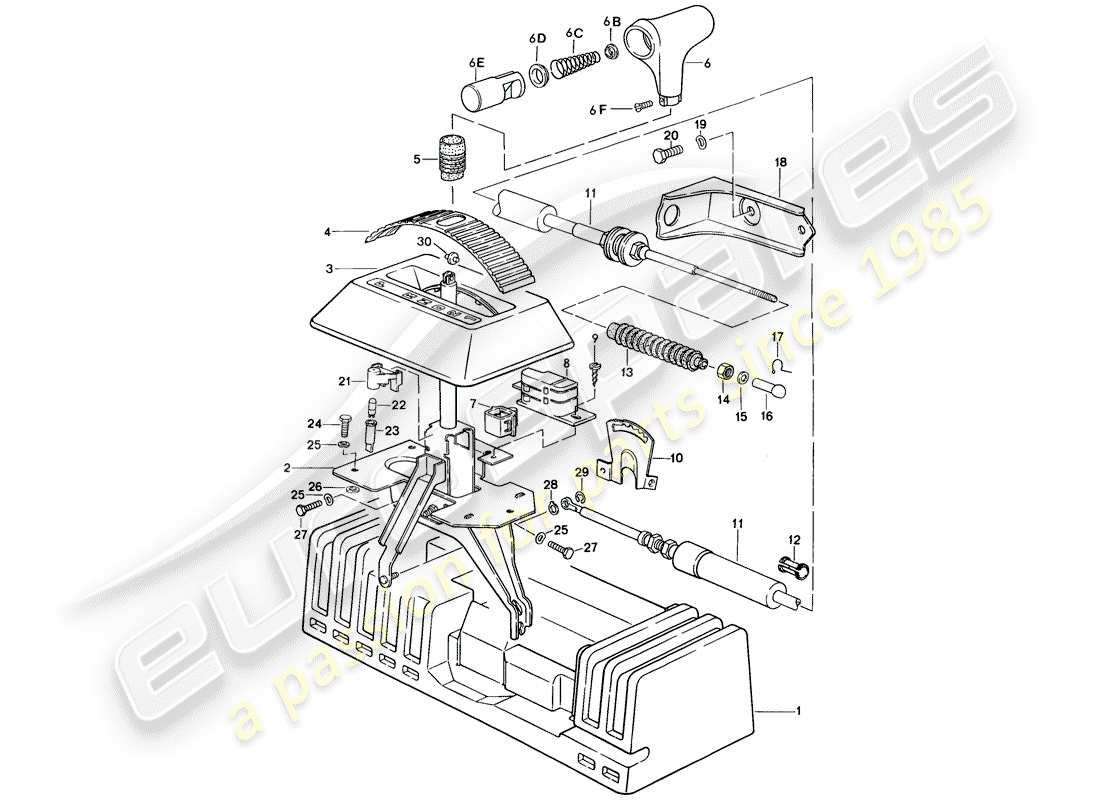 porsche 924s (1986) shift mechanism - for - automatic transmission part diagram