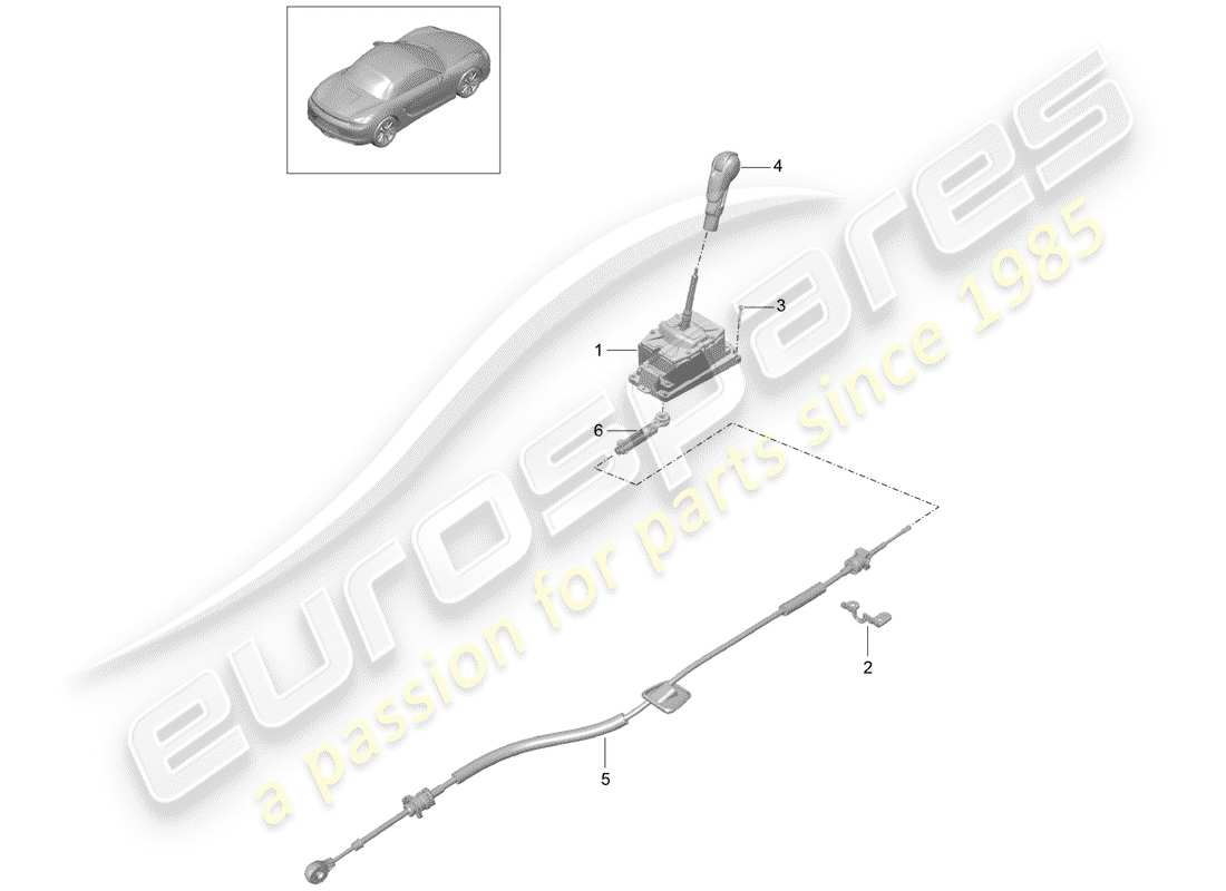 porsche 2012 (981 boxster) diagrama de piezas de la palanca selectora