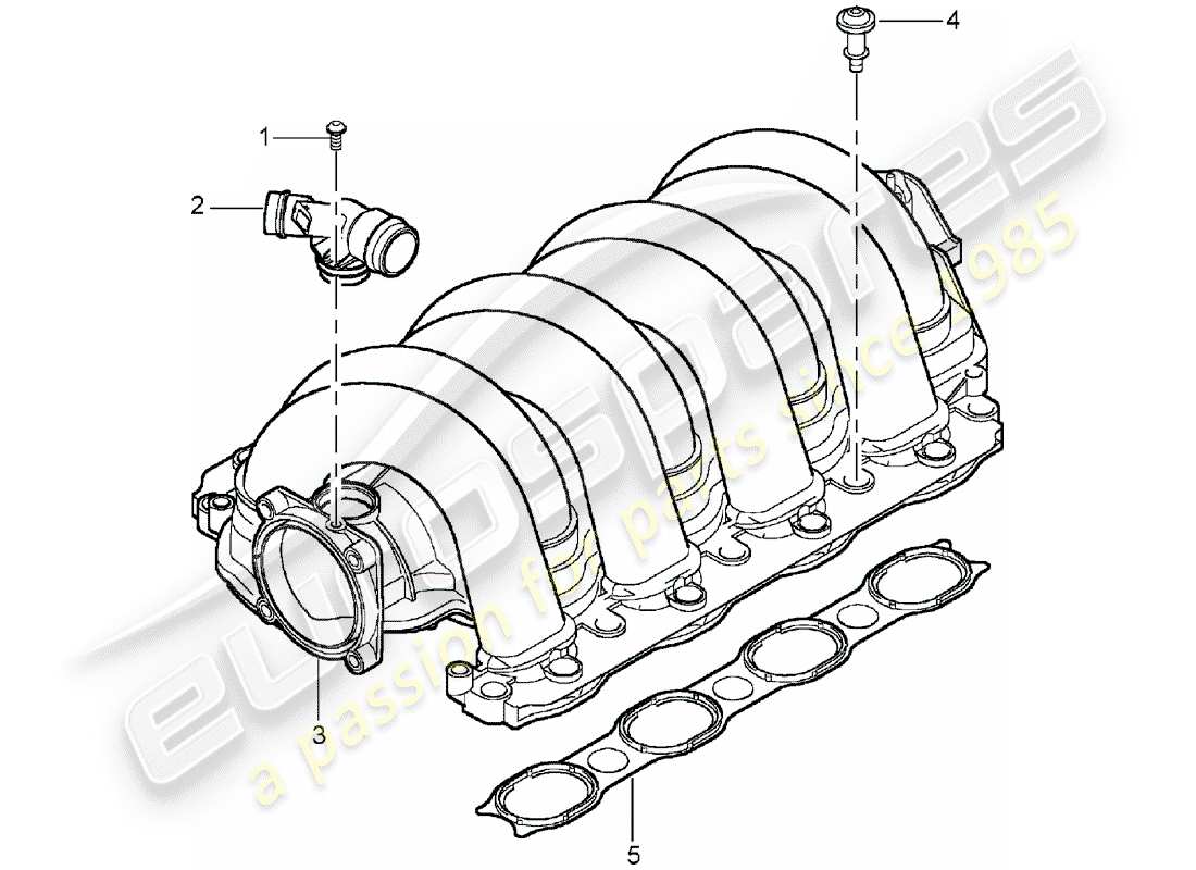 porsche 2005 (cayenne e1 9pa) distribuidor de aire de admisión diagrama de piezas