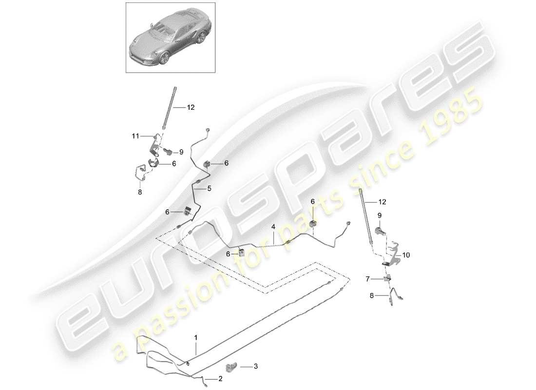 porsche 2017 (991-2 turbo) diagrama de piezas de la línea de freno