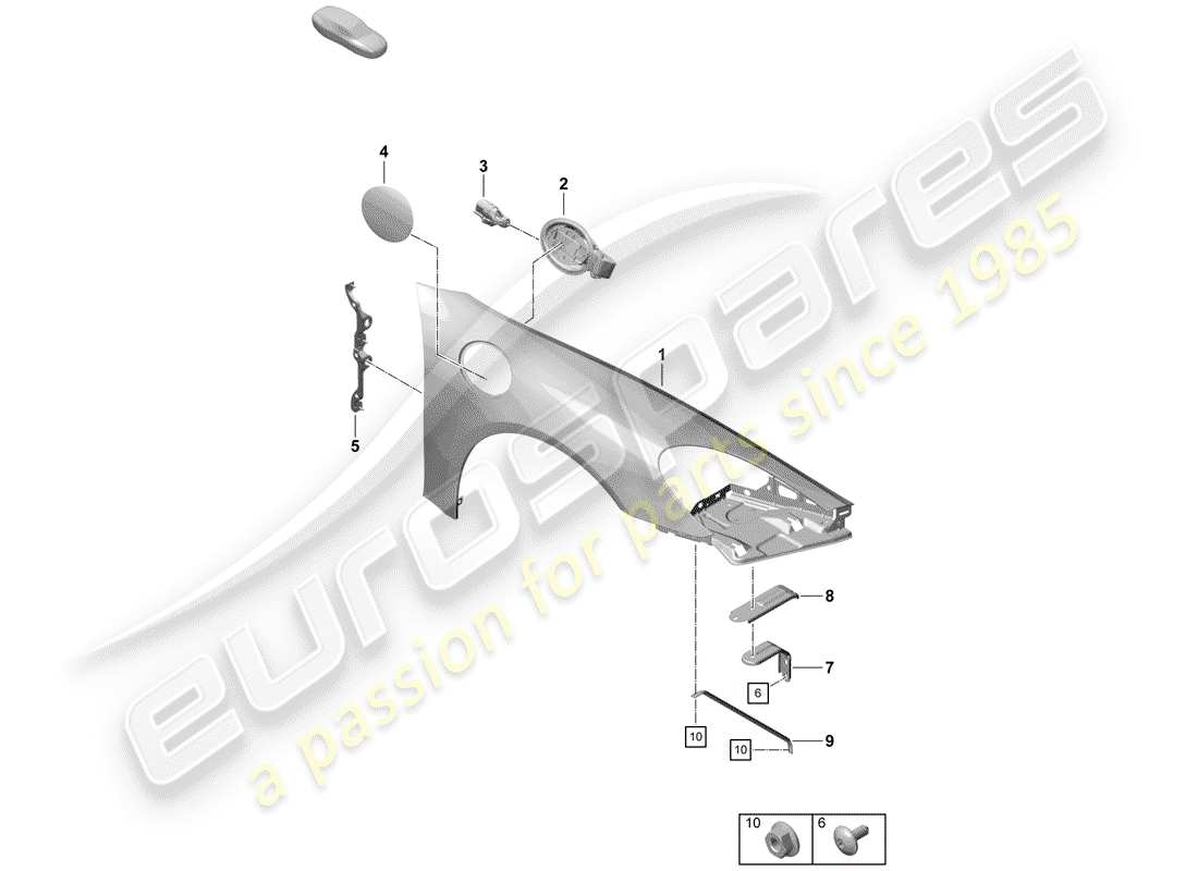 porsche 2020 (718 boxster spyder) defensa diagrama de piezas