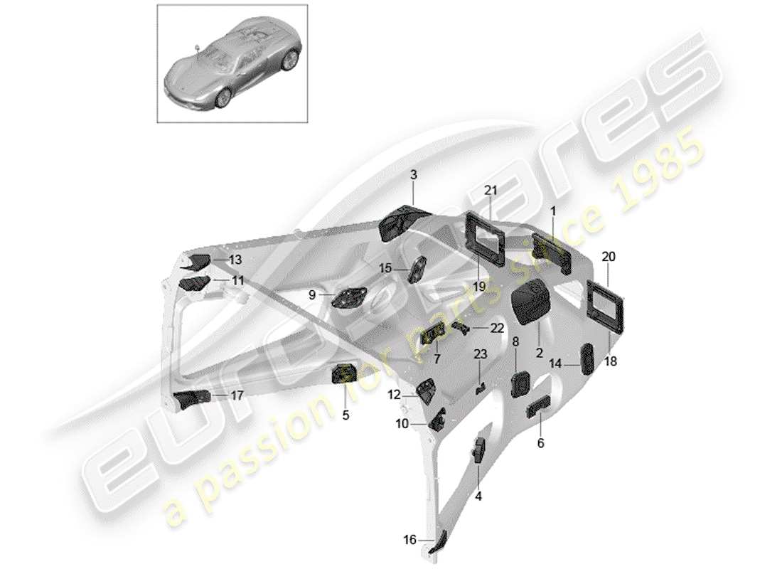 porsche 918 spyder (2015) concepto de reparación especial diagrama de piezas