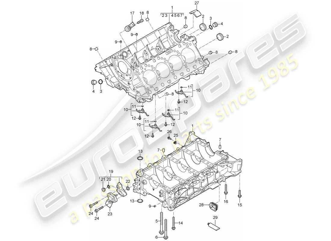 porsche 2008 (cayenne e1 9pa) diagrama de piezas del carter