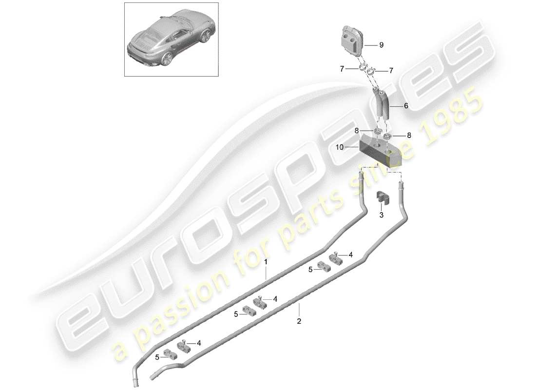 porsche 2016 (991-1 turbo) diagrama de piezas del calentador