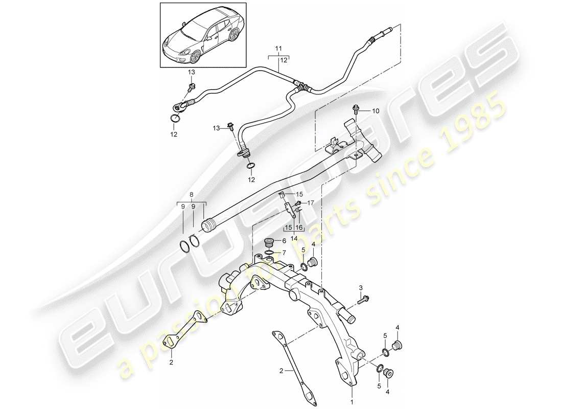 porsche 2015 (panamera 970) refrigeración por agua 1 diagrama de piezas
