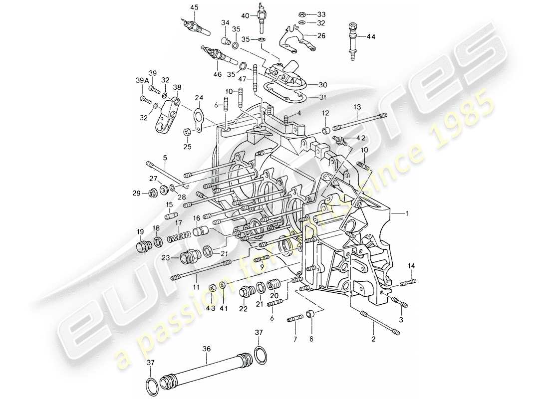 porsche 1994 (964) crankcase diagrama de piezas