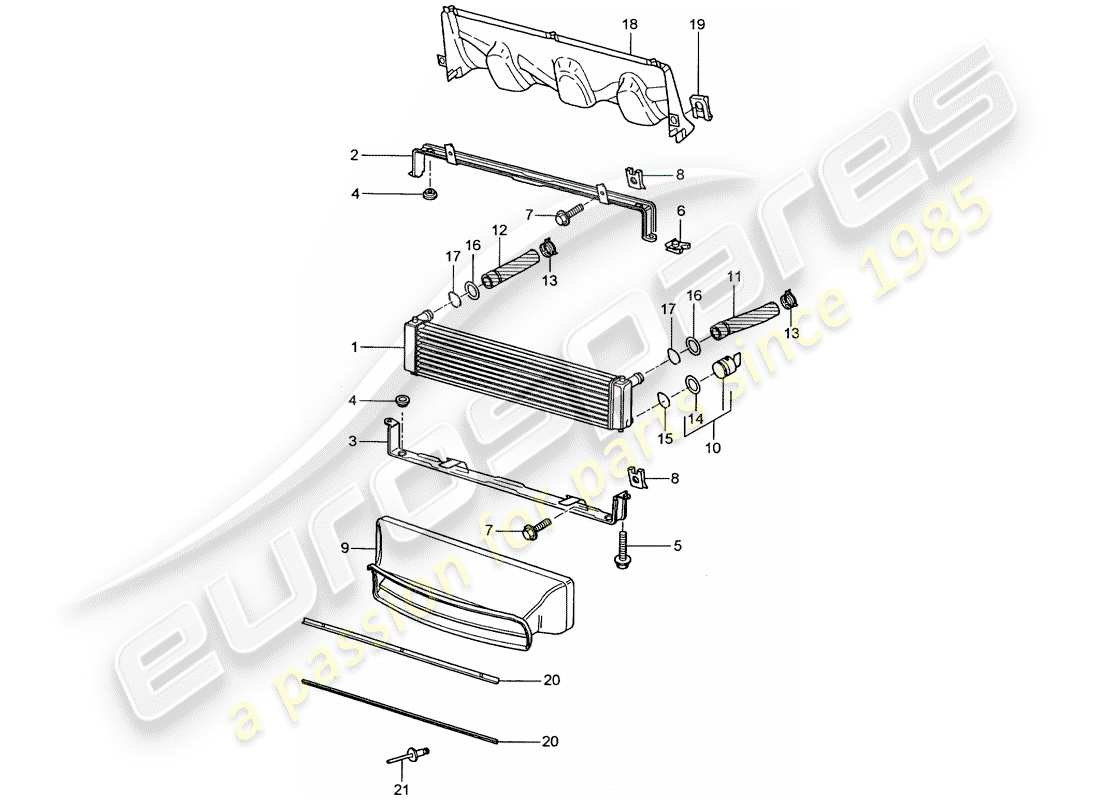 porsche 2005 (996 turbo / gt2) diagrama de piezas del radiador