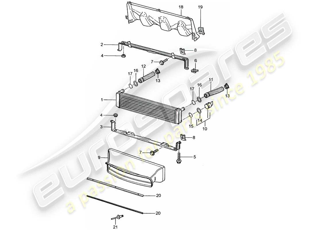 porsche 996 t/gt2 (2005) diagrama de piezas del radiador