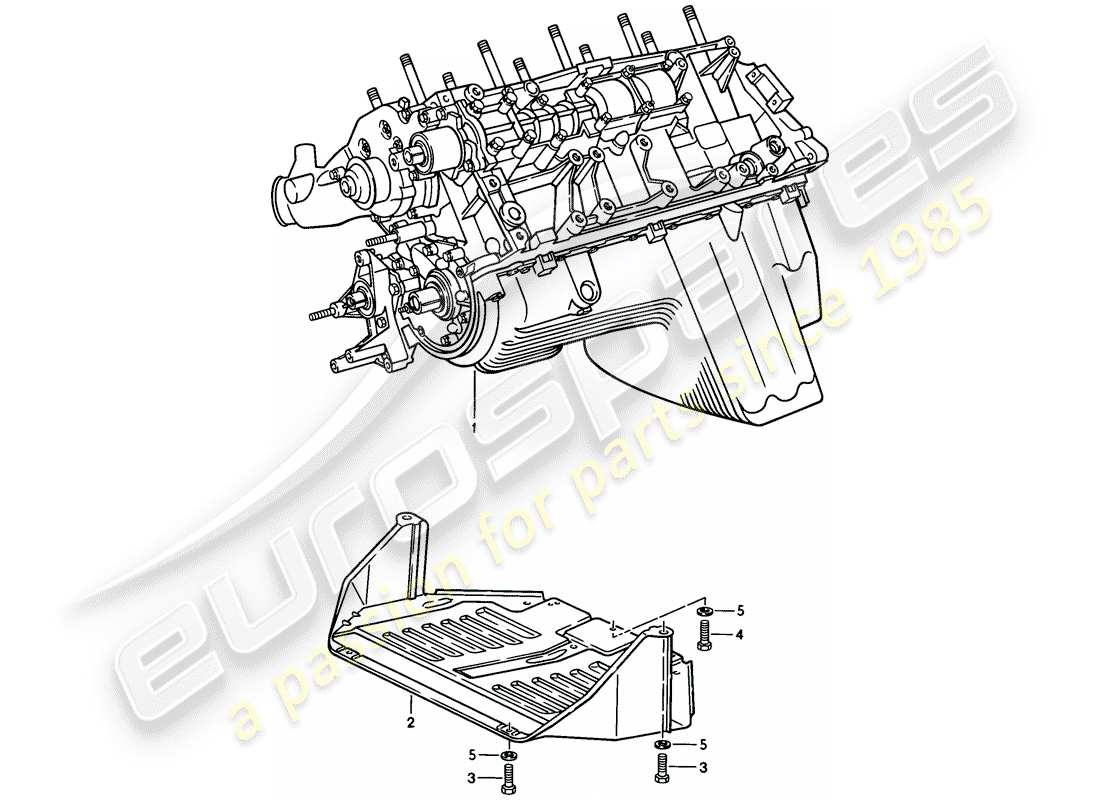 porsche 1982 (944) motor corto - carter - placa protectora p. motor diagrama de piezas