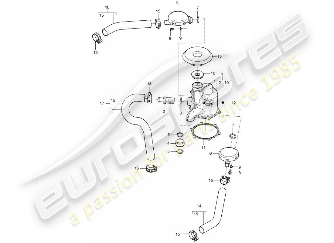 porsche 2004 (carrera gt) lubricación del motor - separador de aire/aceite diagrama de piezas