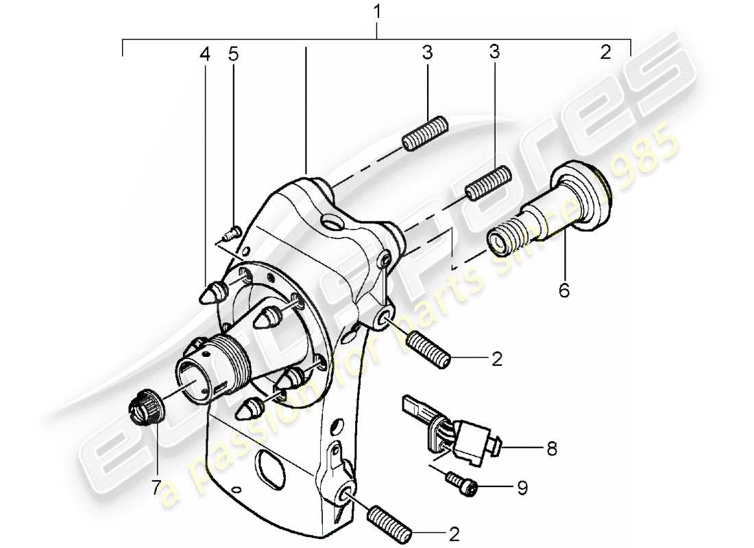 porsche 2004 (carrera gt) portador de ruedas diagrama de piezas