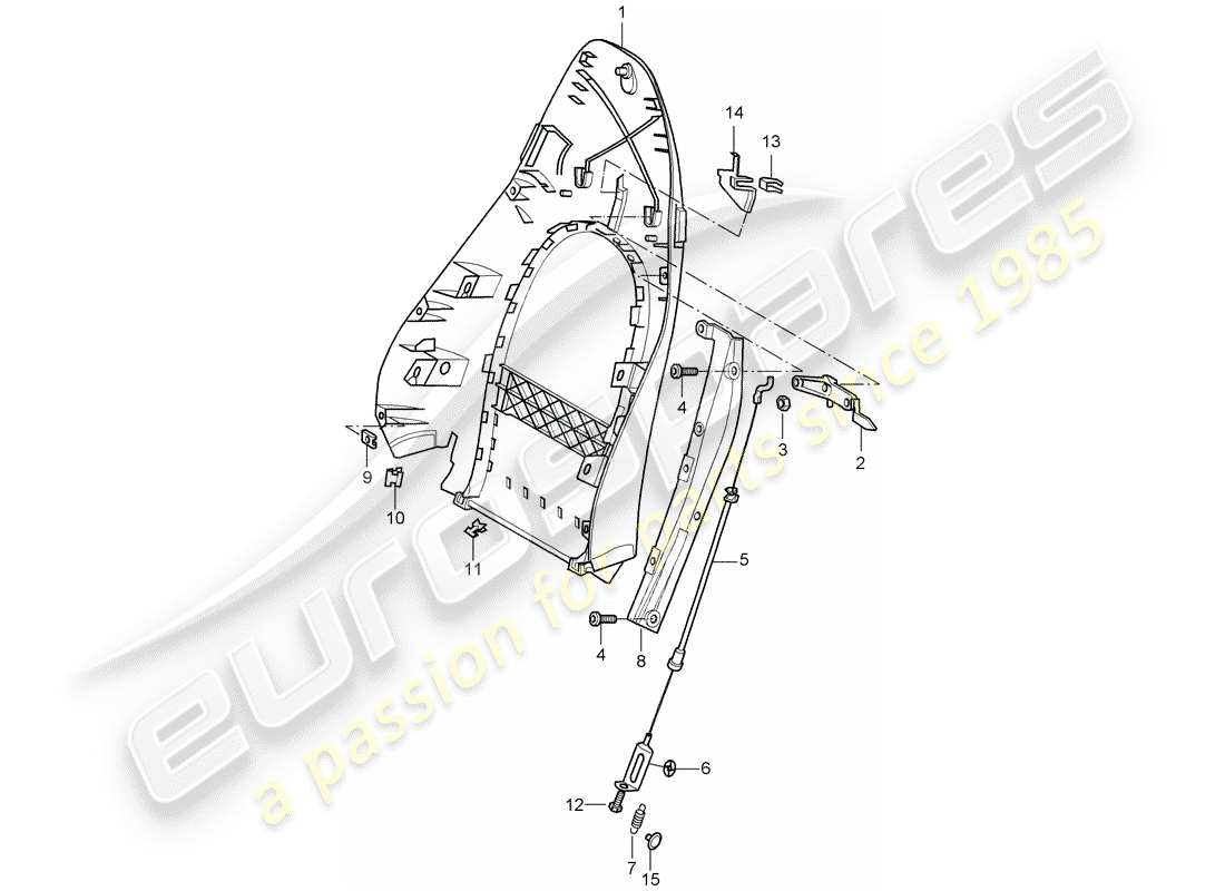 porsche 2001 (996) carcasa del respaldo - asiento estándar - asiento confort - d - mj 1998>> - mj 1998 diagrama de piezas