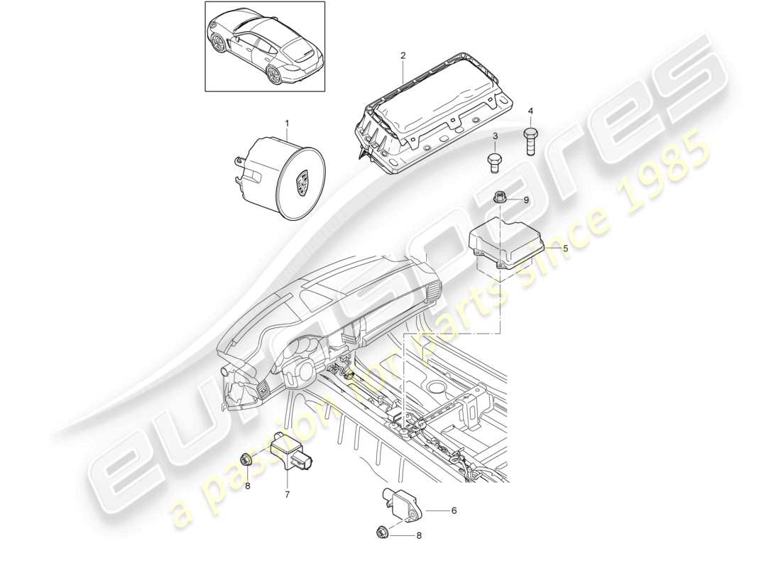 porsche 2010 (cayenne e1 9pa) bolsa de aire d - mj 2014>> diagrama de piezas