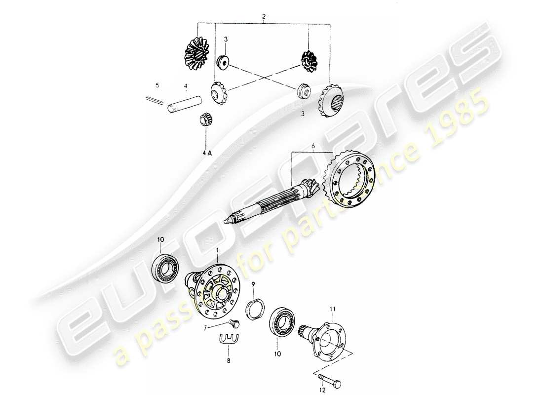 porsche 1994 (964) diferencial del eje delantero - diferencial diagrama de piezas