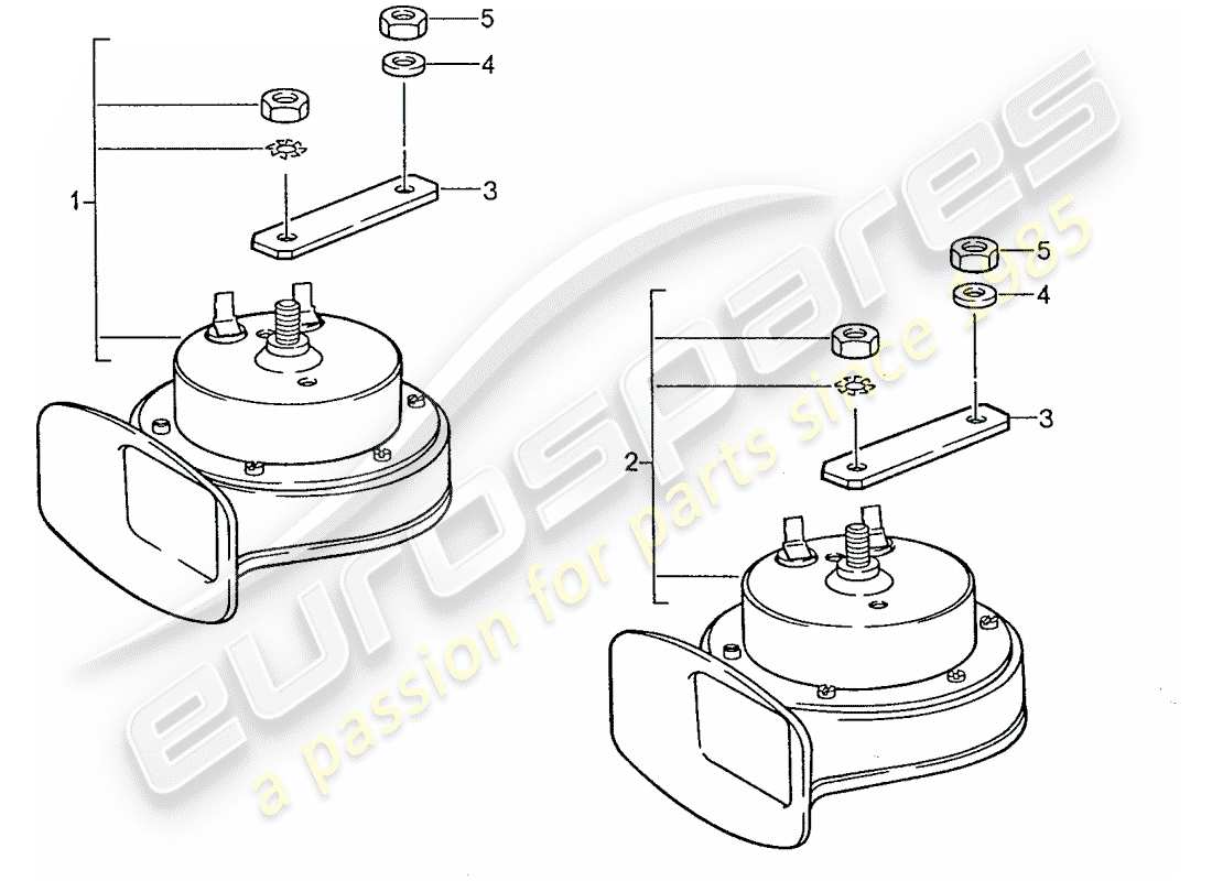 porsche 1990 (928) cuerno de fanfarria diagrama de piezas