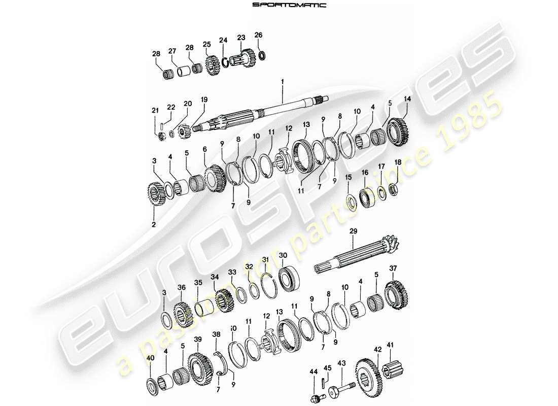porsche 1975 (914) engranajes y ejes diagrama de piezas