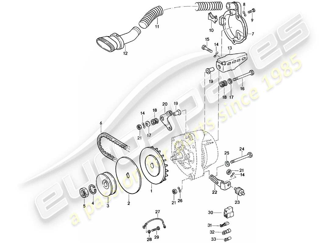 porsche 1984 (924) sujetadores - alternador diagrama de piezas