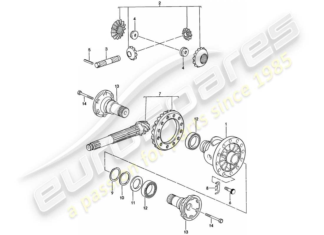 porsche 1977 (924) diferencial - 5-speed diagrama de piezas