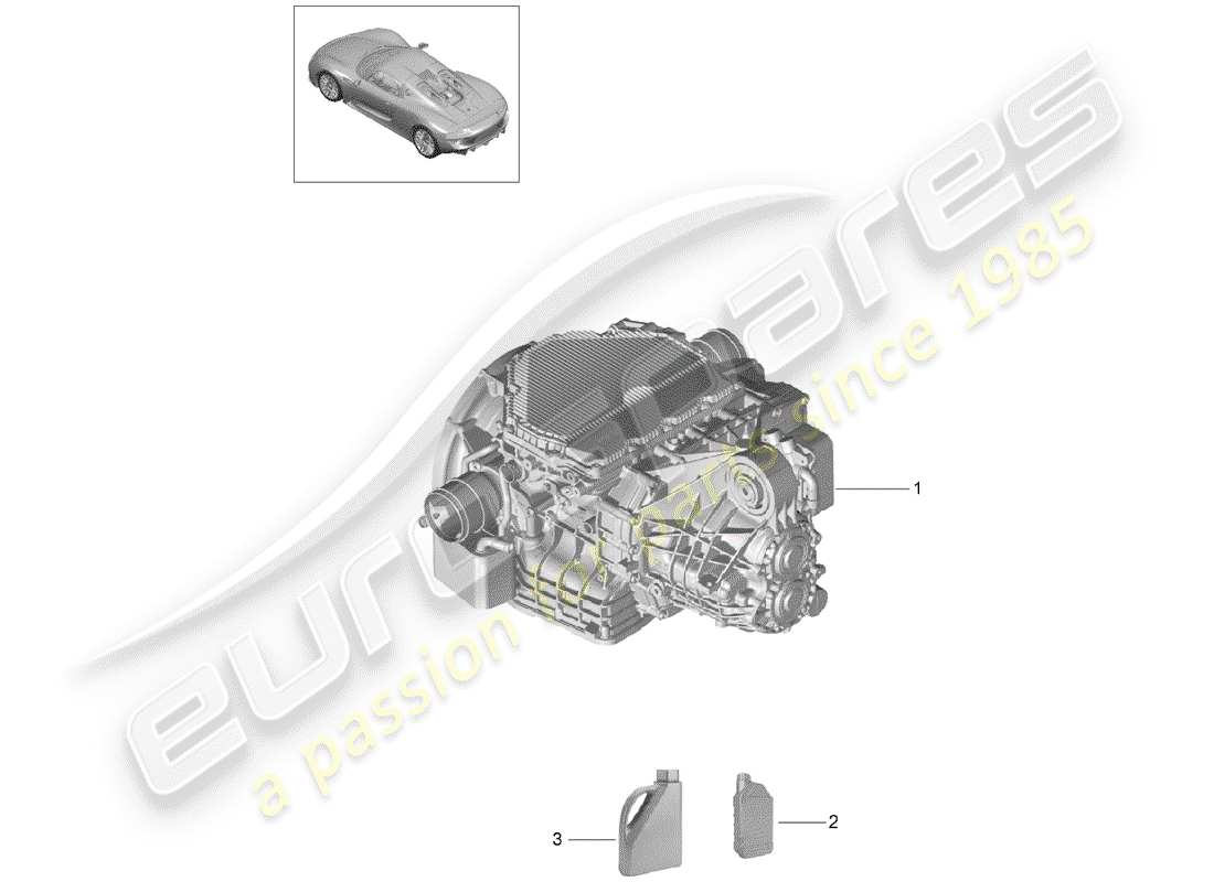 porsche 2015 (918 spyder) transmisión de repuesto diagrama de piezas