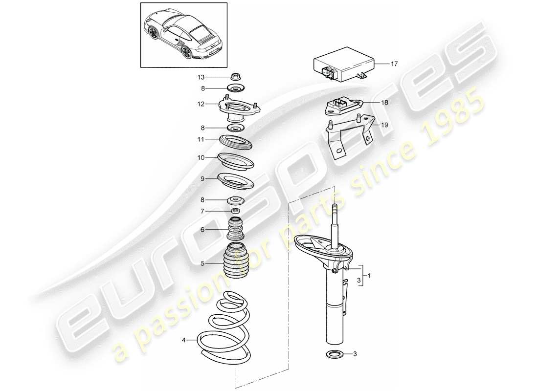 porsche 911 t/gt2rs (2013) diagrama de piezas de suspensión