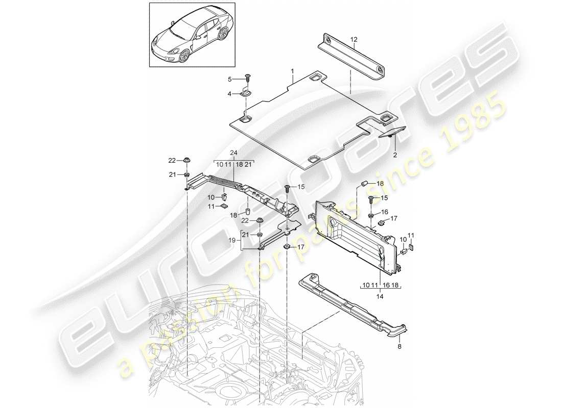 porsche 2014 (panamera 970) diagrama de piezas de trims