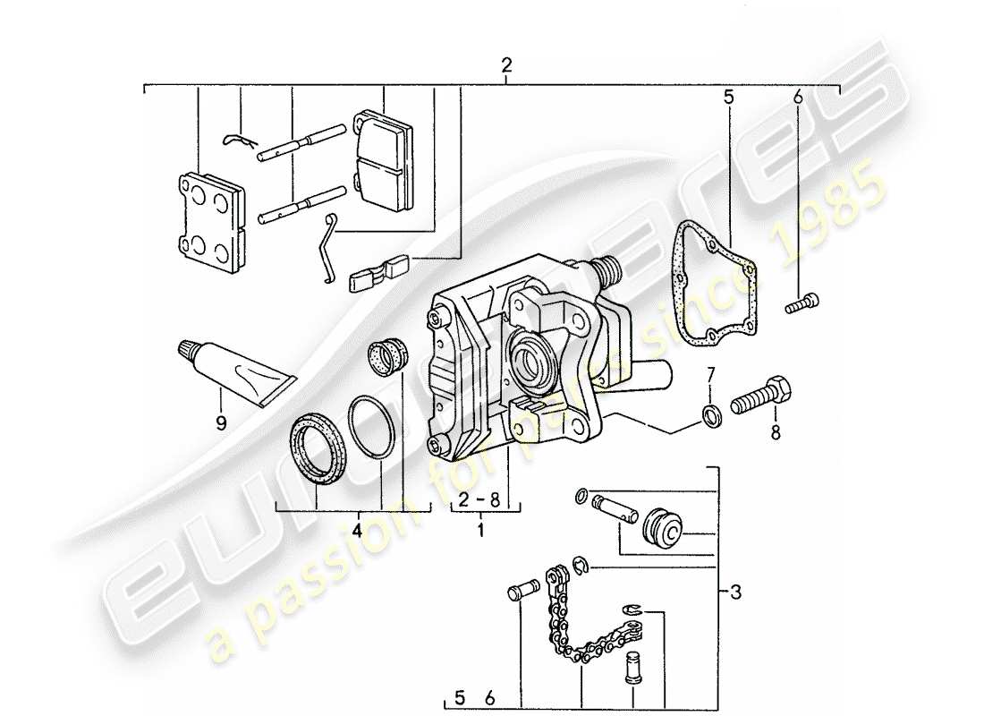 porsche 1988 (959) pinza de freno - para - freno de mano diagrama de piezas