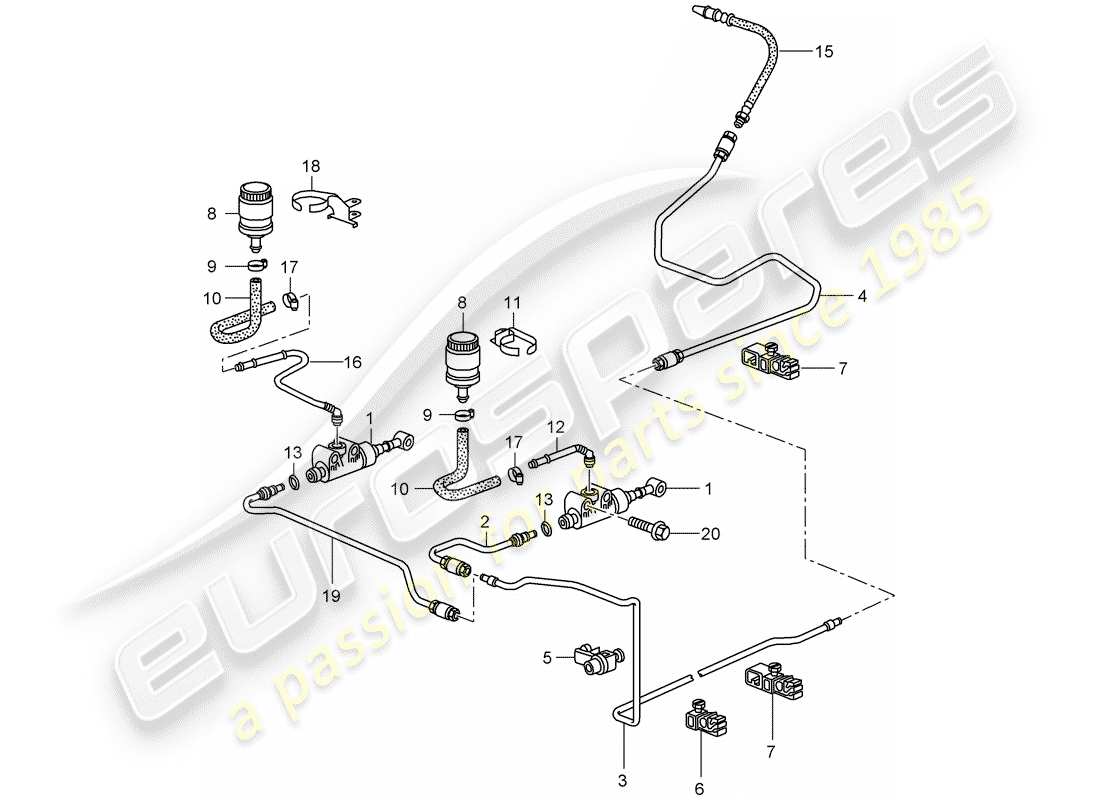 porsche 2007 (997-1 turbo / gt2) embrague hidráulico diagrama de piezas