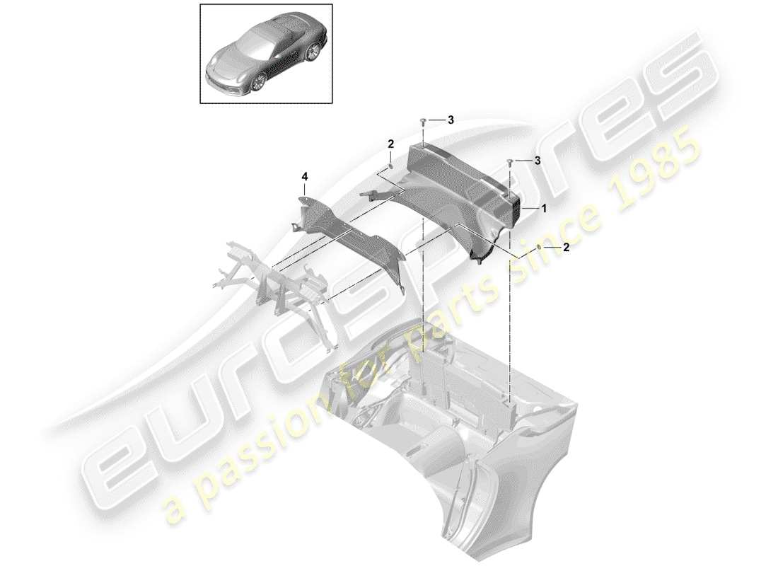 porsche 2017 (991-2 r/gt3/rs) diagrama de piezas de la bandeja