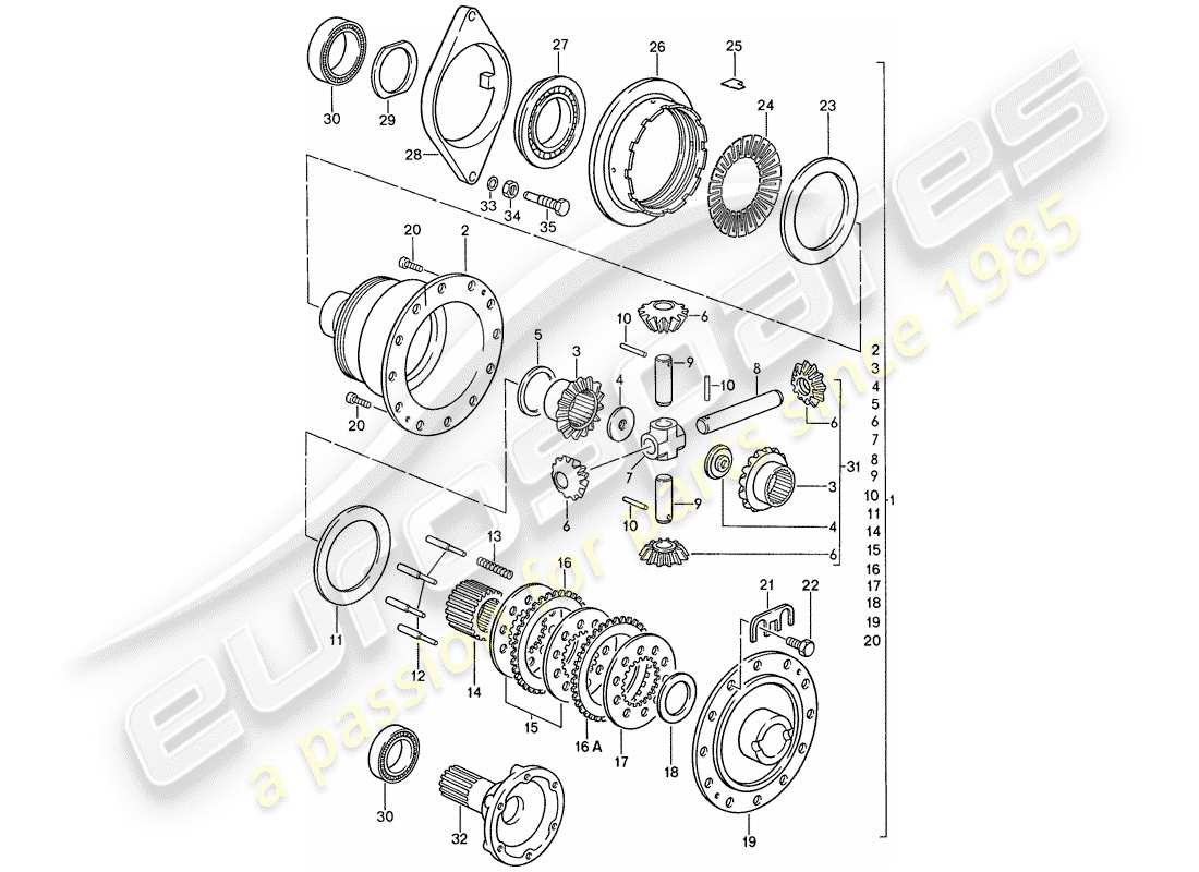 porsche 1990 (928) caja de cambios manual - porsche - diferencial de deslizamiento limitado - d - mj 1990>> diagrama de partes