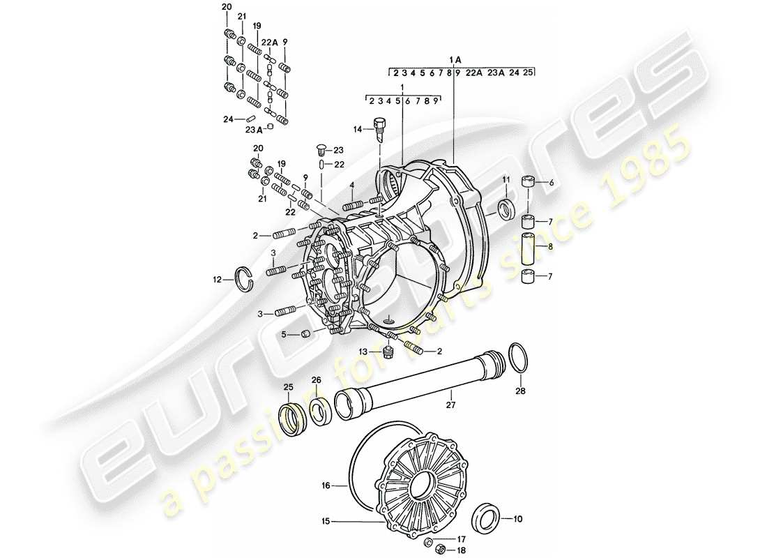 porsche 1986 (911) transmisión de reemplazo - caja de transmisión diagrama de piezas