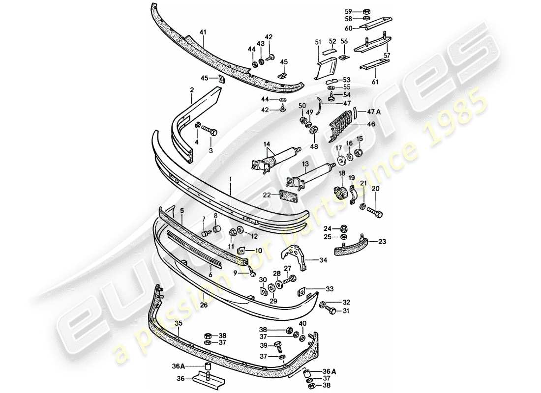 porsche 1981 (911) parachoque diagrama de piezas