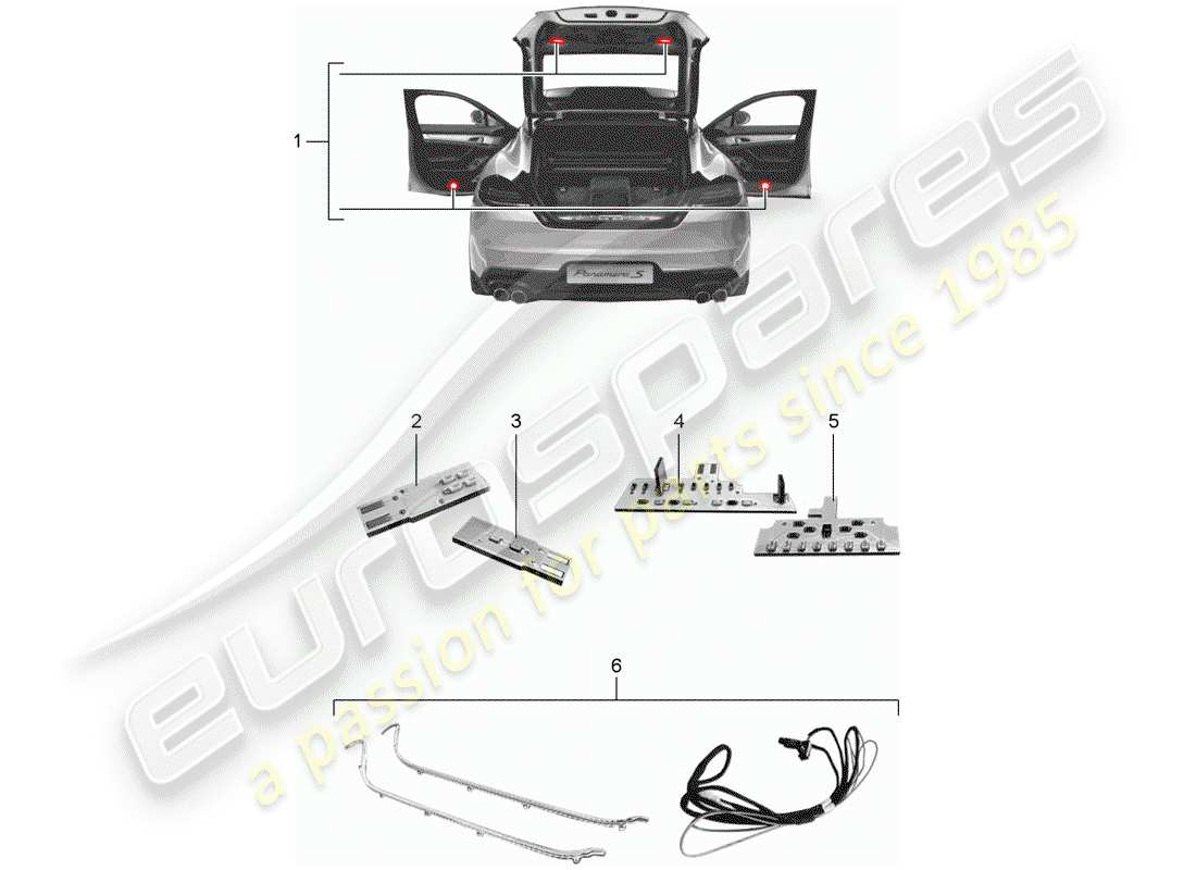 porsche 2015 (tequipment panamera) módulo led diagrama de piezas