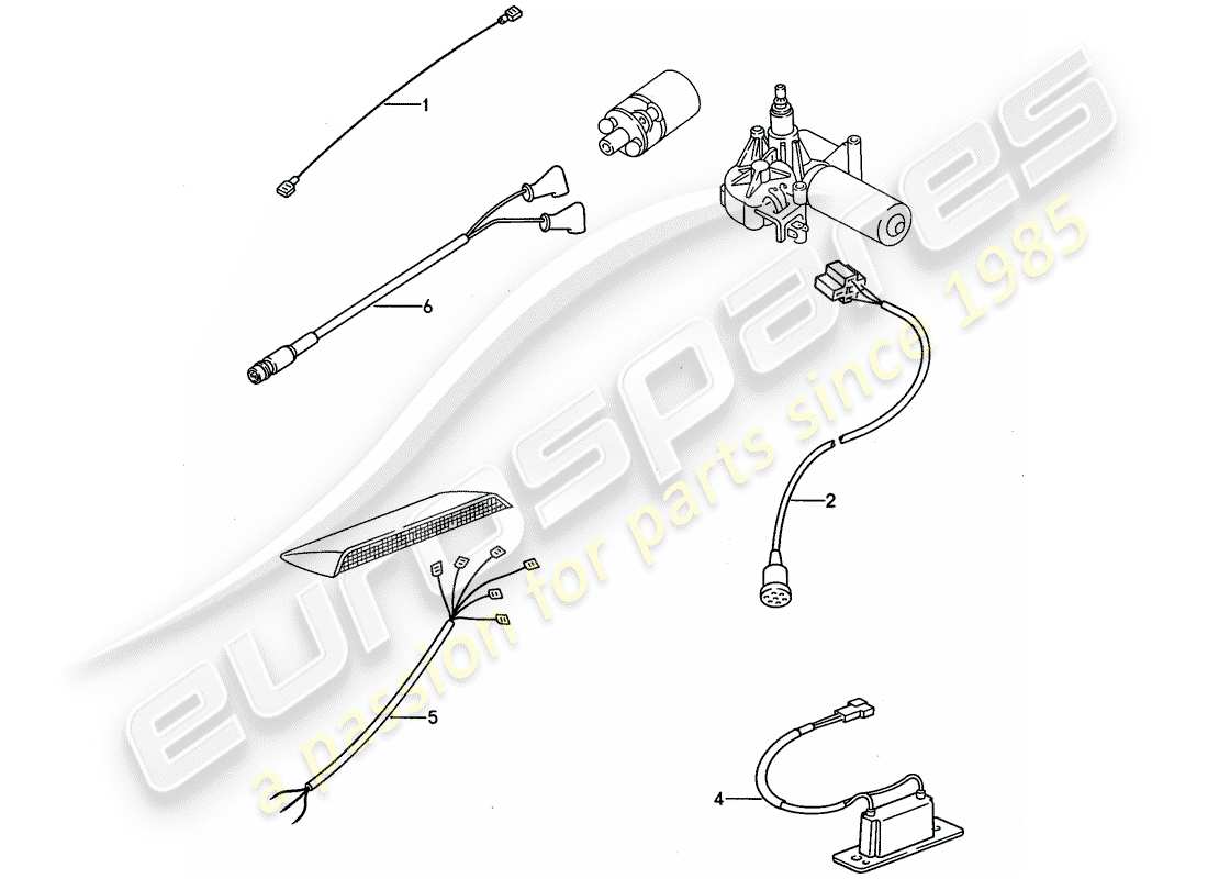 porsche 1994 (968) arneses de cableado - extremo trasero diagrama de piezas
