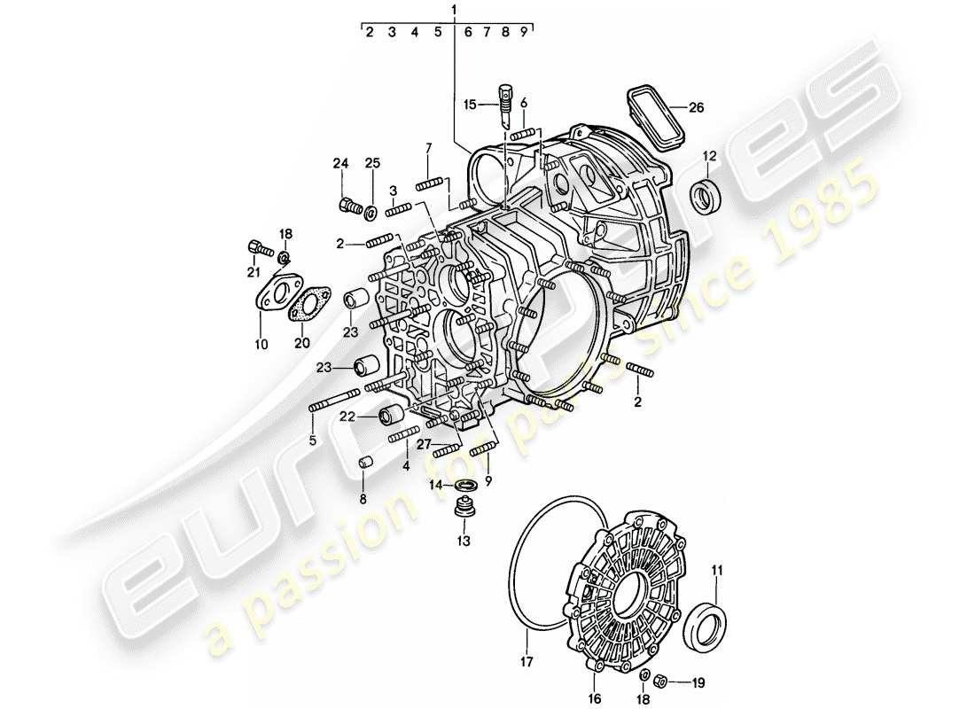 porsche 1987 (911) transmisión de reemplazo - caja de transmisión diagrama de piezas
