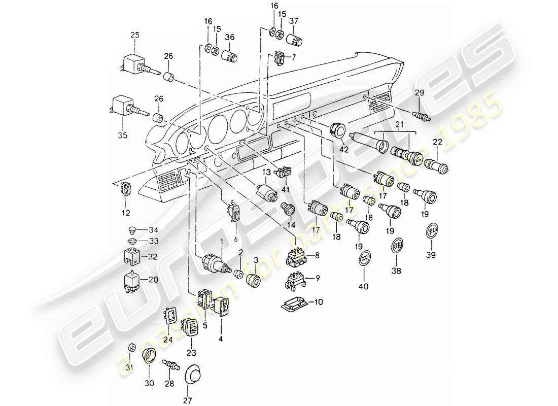porsche 964 (1991) diagrama de piezas del interruptor