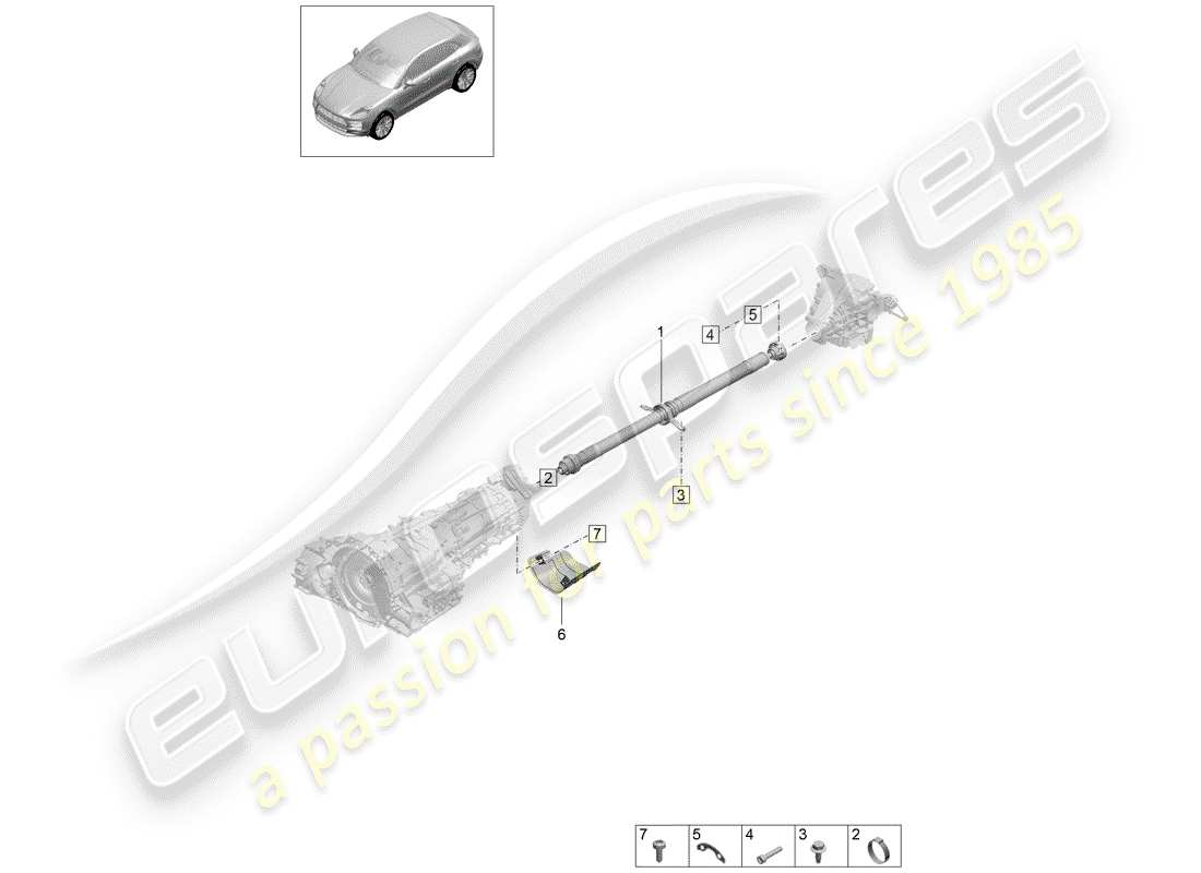porsche 2019 (macan) árbol de transmisión diagrama de piezas