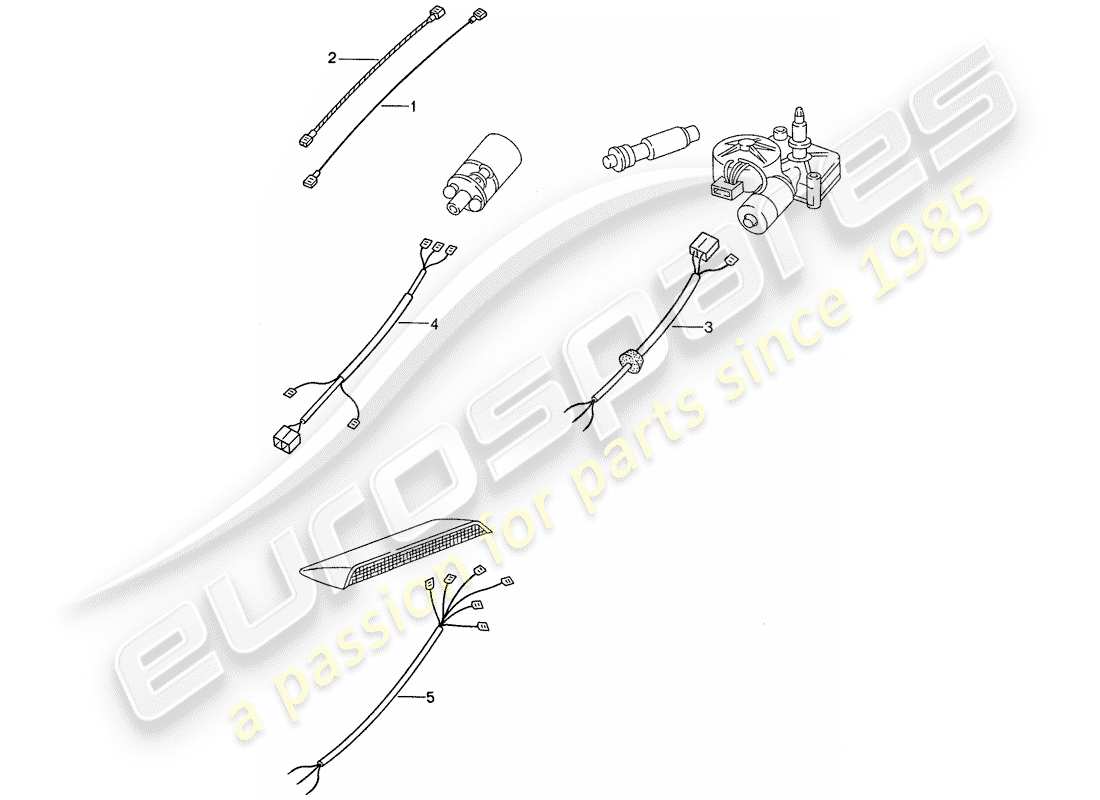 porsche 1991 (944) arneses de cableado - extremo trasero diagrama de piezas