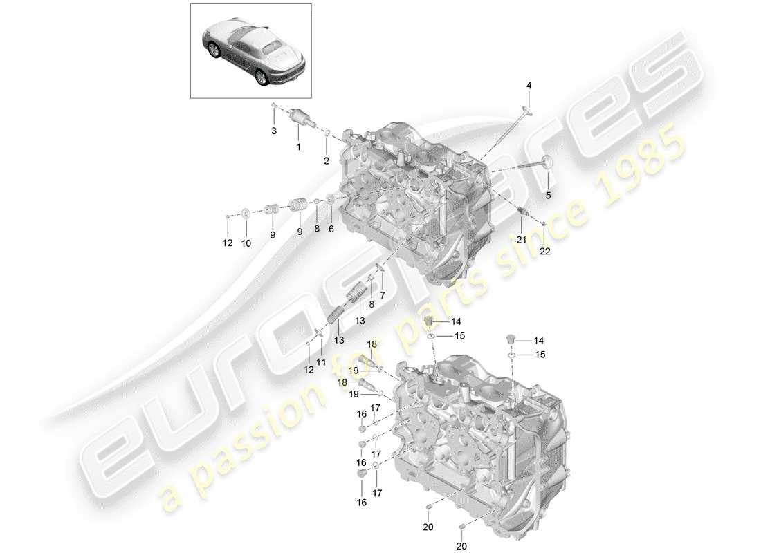 porsche 718 boxster (2019) diagrama de piezas de la culata del cilindro